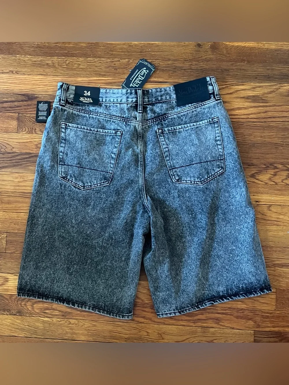 Von Dutch Baggy Long Black Denim Y2K Jorts Men’s Size 34 & 36